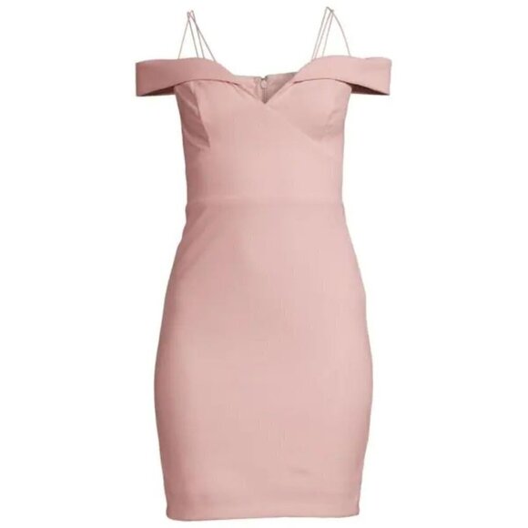 BEBE Off-The-Shoulder Sheath Dress Pink/Blush-LARGE-NWT - Picture 1 of 16